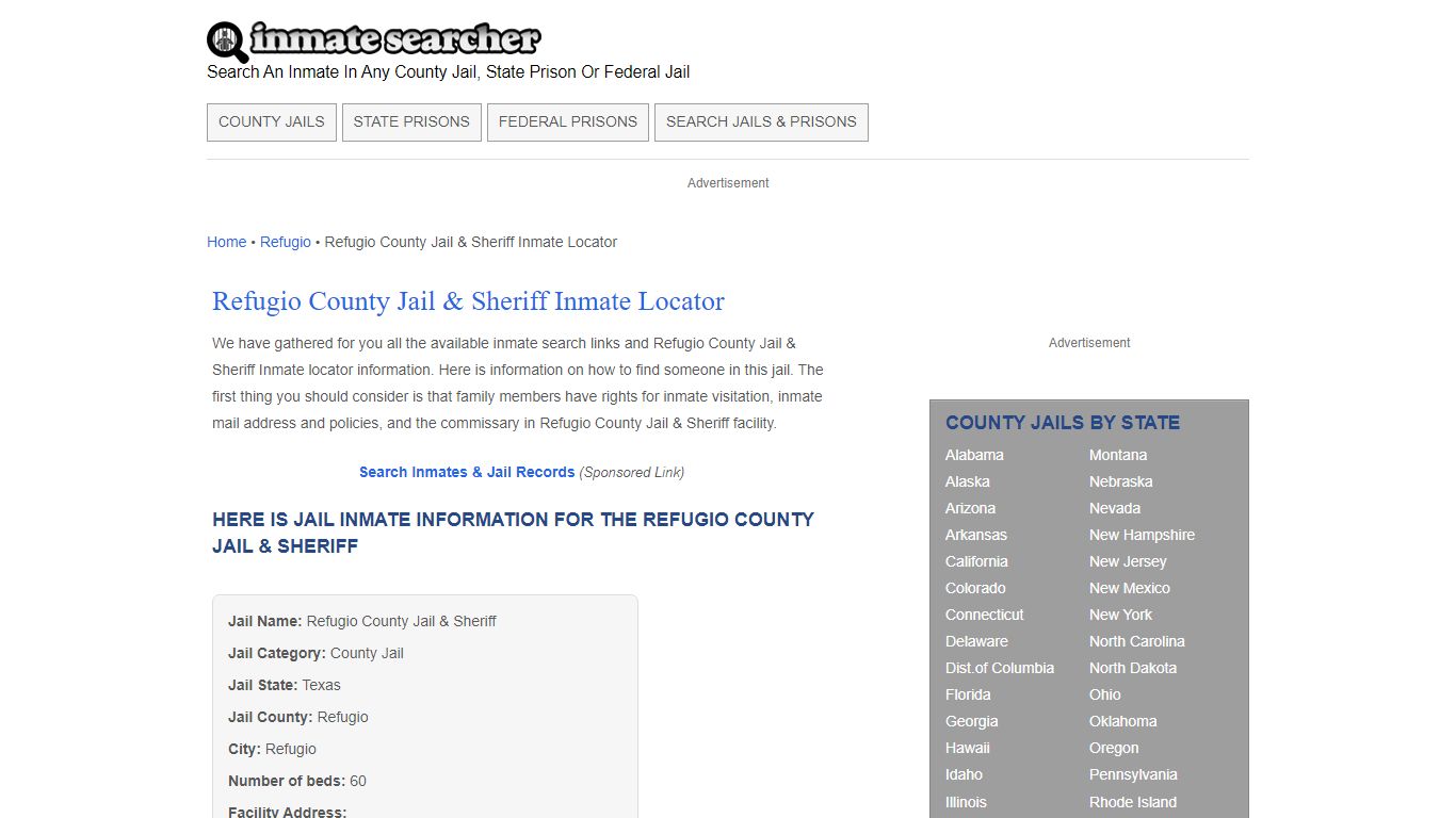 Refugio County Jail & Sheriff Inmate Locator - Inmate Searcher